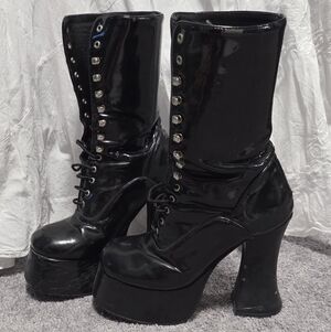 Early 2000's Pleaser Platform Boots With Chunky Heels - Great For A Project!